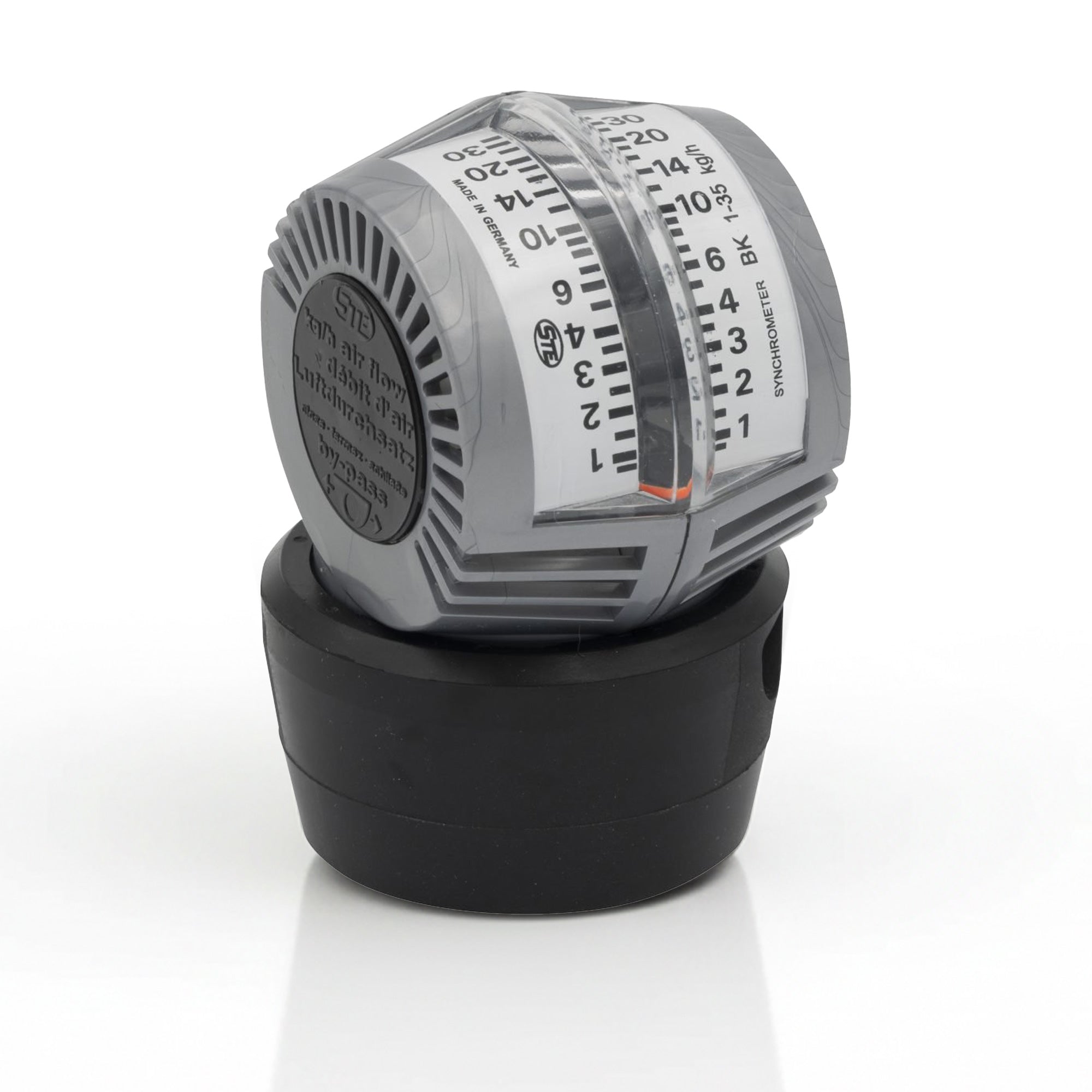 STEシンクロメーター Type SKの測定目盛。1〜50kg/hの空気流量を正確に表示。